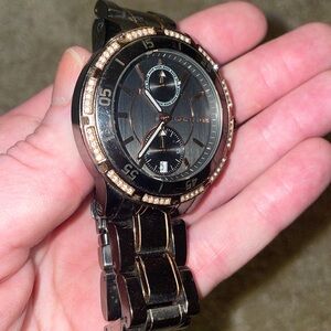 Authentic GREY Rose Gold RARE Michael Kors black watch